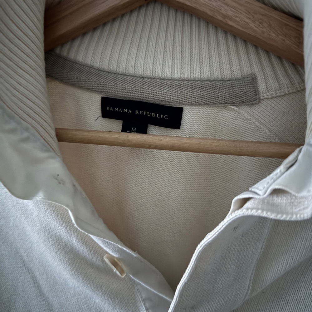 Banana Republic Cream Men's 1/4 Button up Sweater